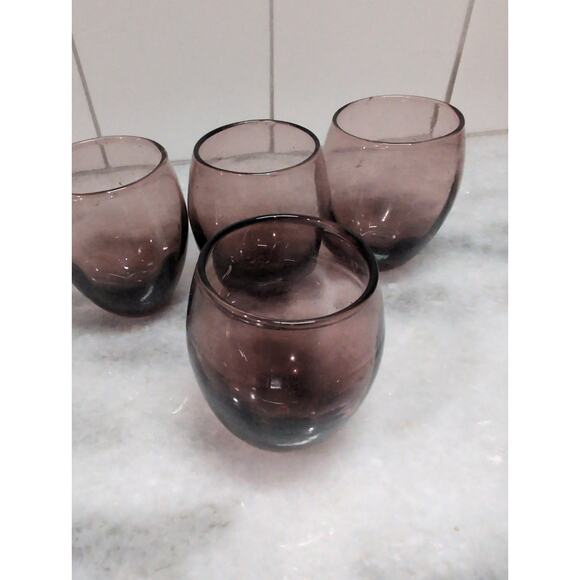 Amethyst Handblown Cordial Glasses Set of 4, Vintage Glassware, Small Cup, 2.5"H - Picture 5 of 9